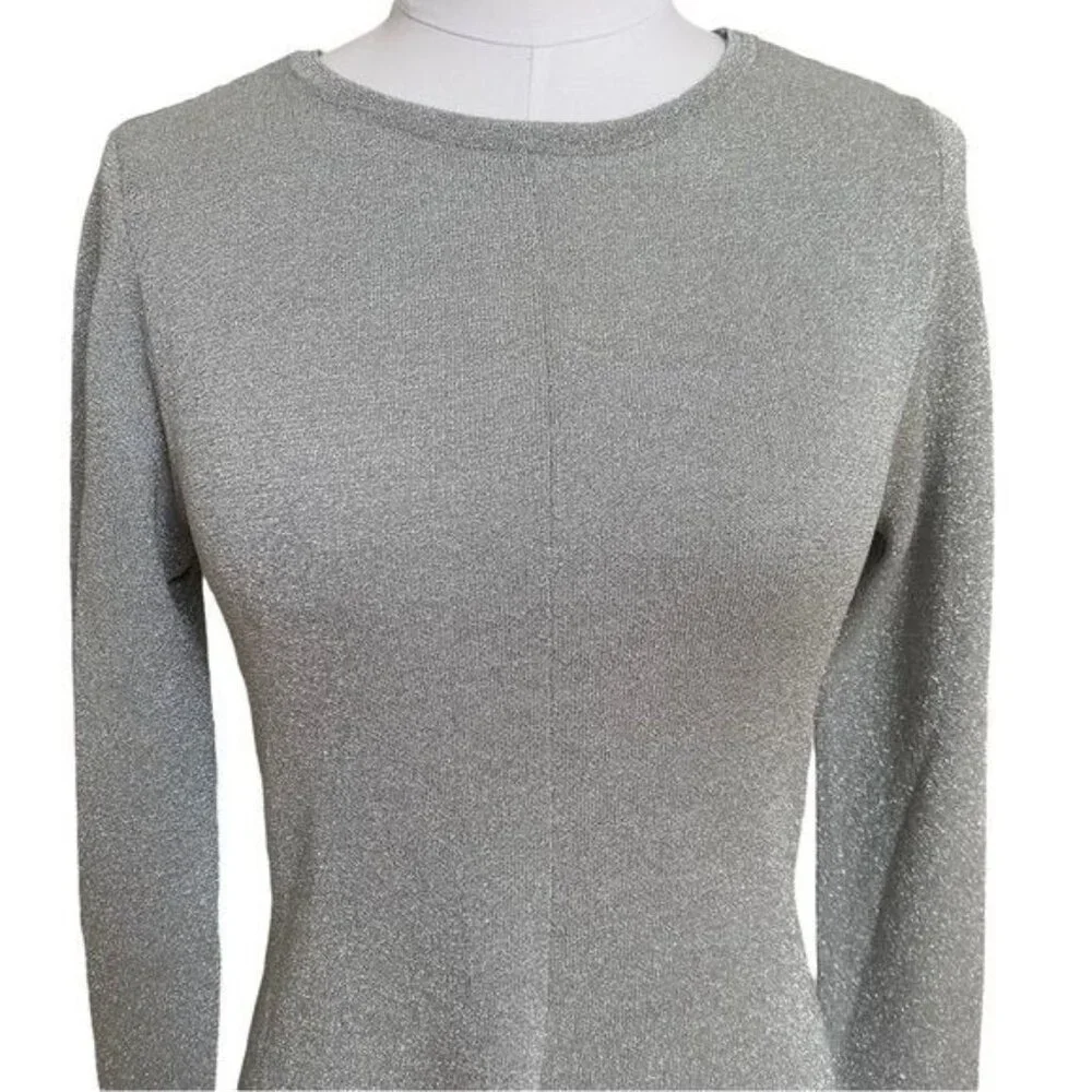 J. Crew Lurex Twist Back Dress in Silver Grey Size Medium NWT